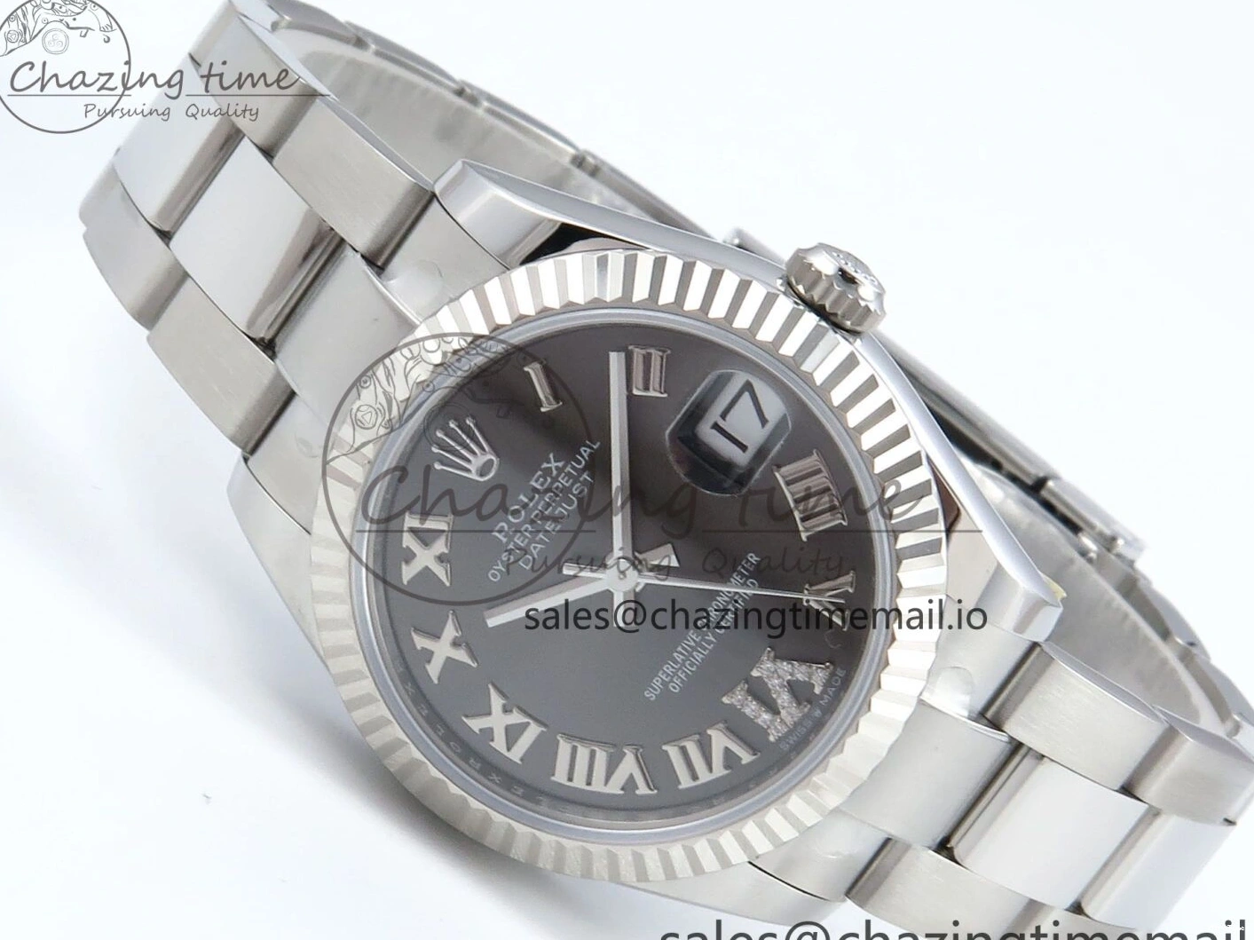 MiroTime 0518 EasyMatch DateJust 31 278274 ARF 1:1 Best Edition 904L Steel Gray Roman Diamonds Dial on SS Oyster Bracelet ETA 550